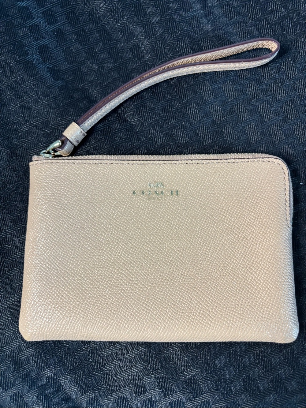 Coach Pebbled Leather Wristlet Clutch in Light Blush